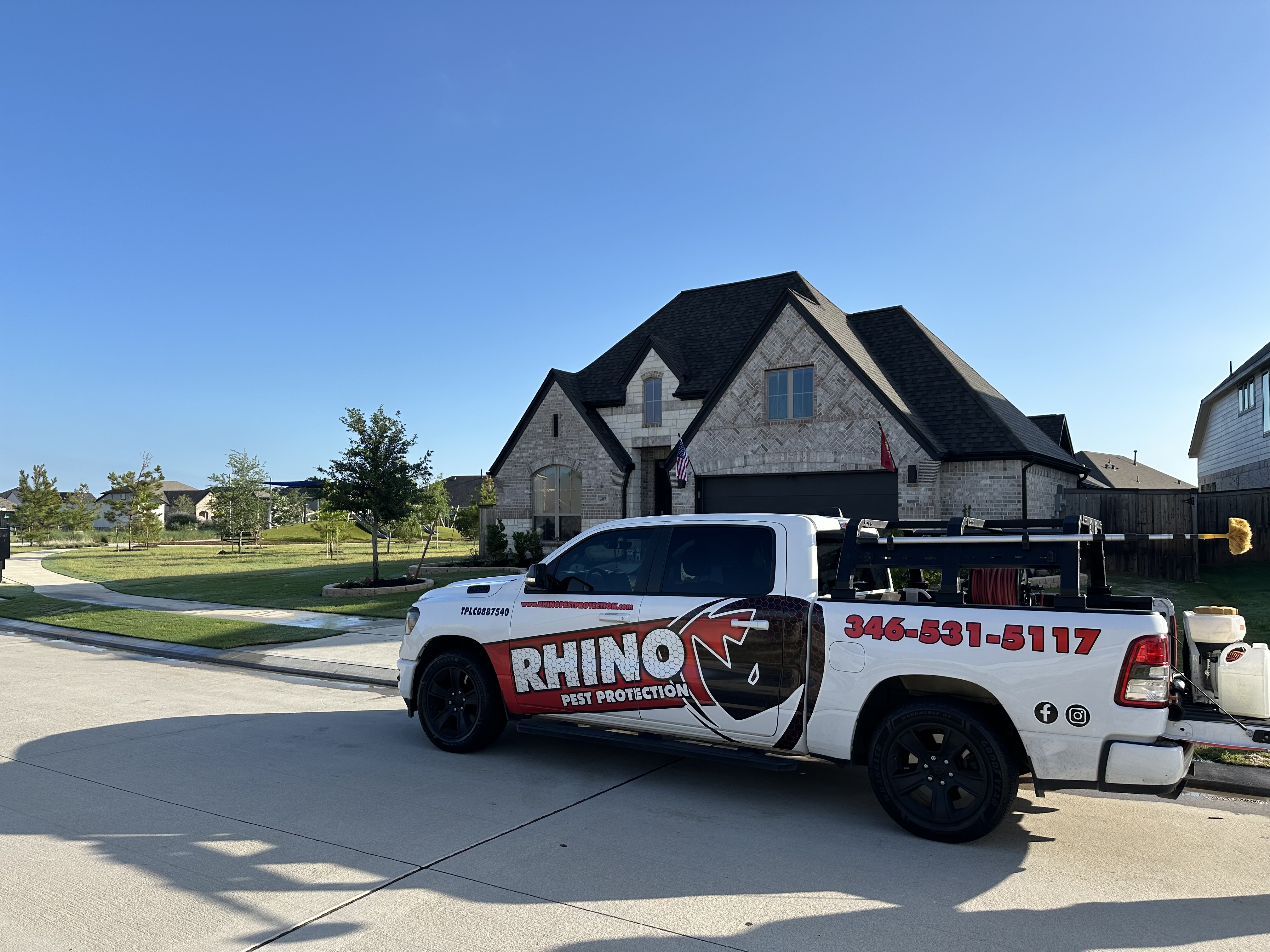Rhino Pest Protection technician at a Richmond, TX home
